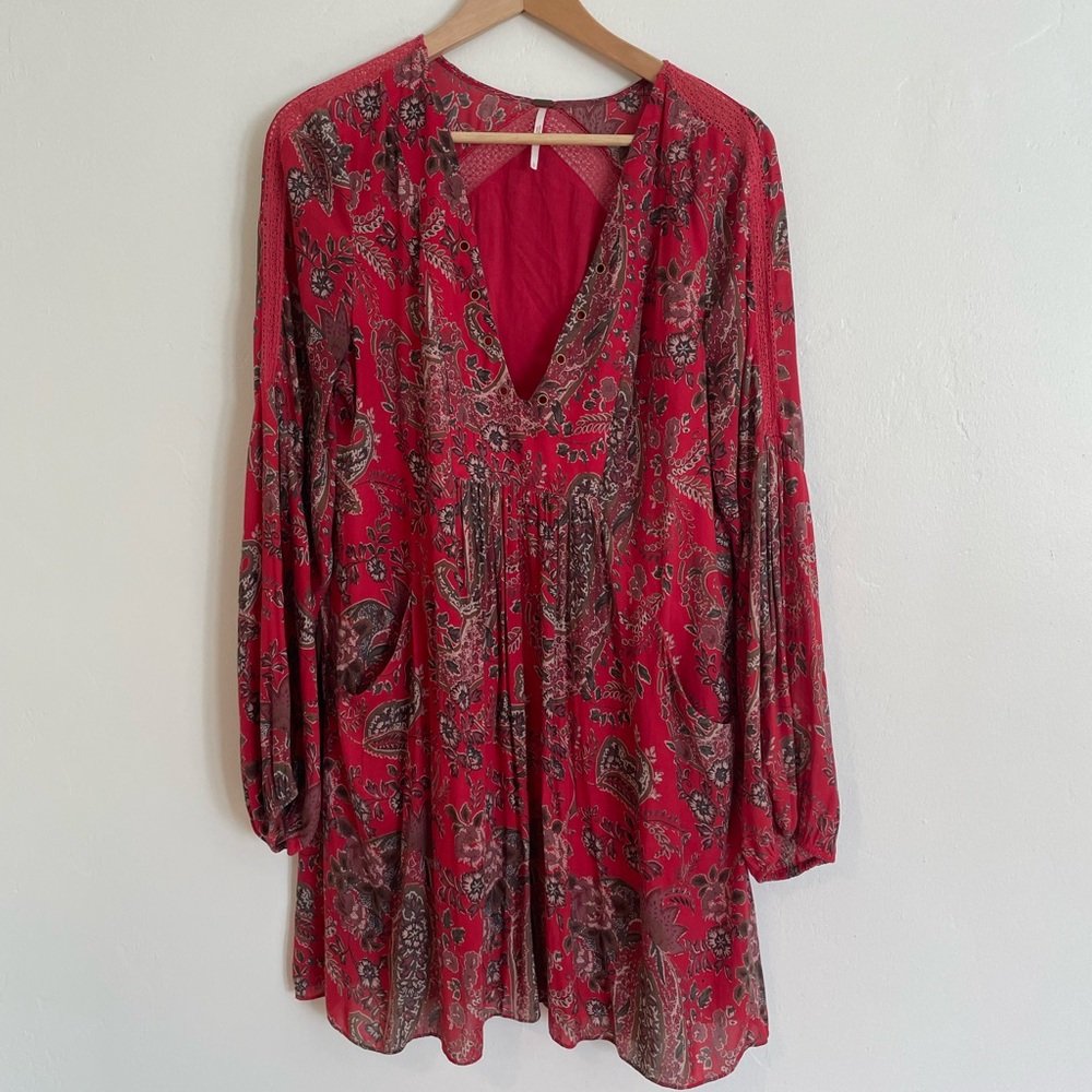Free People Red Mini Dress w/ Pockets